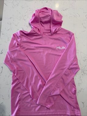 Huk Kids Pink Hooded Performance Sun Shirt